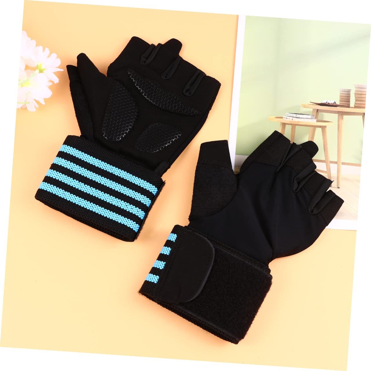 Housoutil 2pares Guantes De Entrenamiento Deportivos Antideslizantes para Musculación Media Dedos Soporte De Muñeca Transpirables y Cómodos para Levantamiento De Pesas y Entrenamiento De