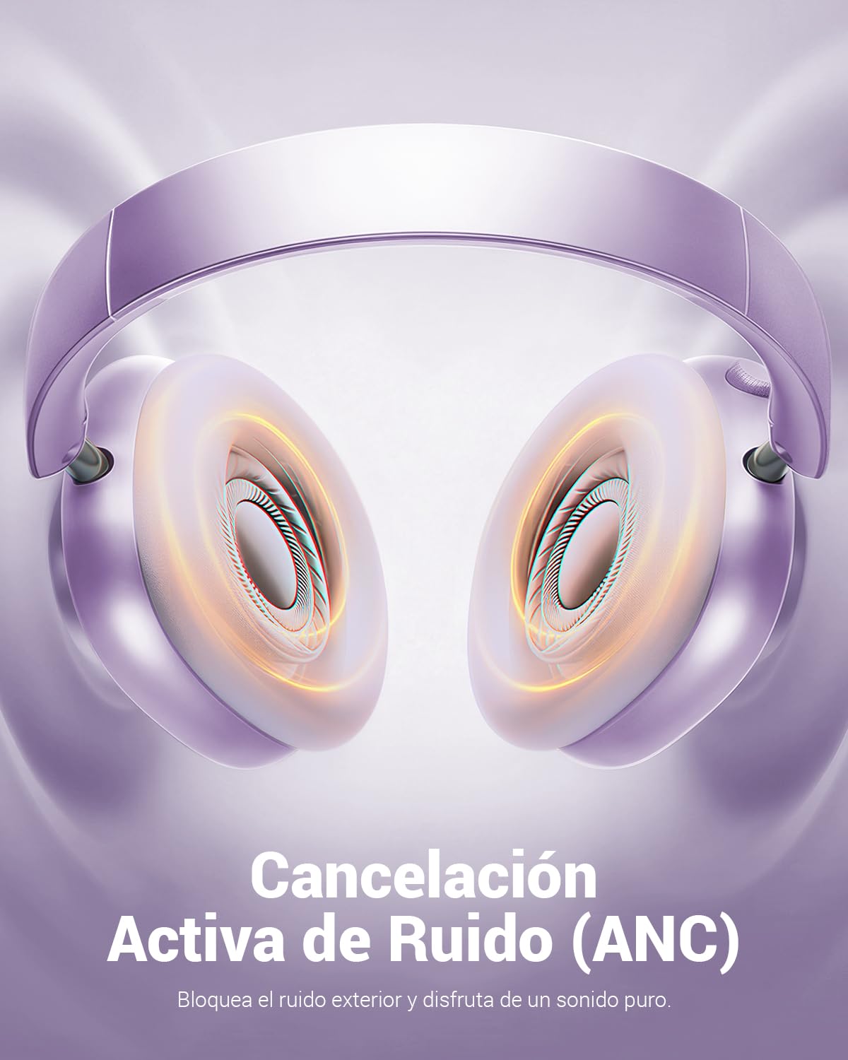 Wentronic Y01 Auriculares Inalámbricos Bluetooth 5.3 con Cancelación de Ruido, Sonido Hi-Res, 48h de Reproducción, Cascos Plegables sobre-Oreja con Micrófono para iOS/Android/PC – Morado