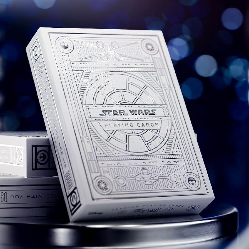 Theory11 Star Wars Silver Special Edition - Baraja temática de naipes premium con lado de luz blanca | Baraja temática de naipes; Material: Papel; Color: Lado claro (blanco); Para edades Adulto