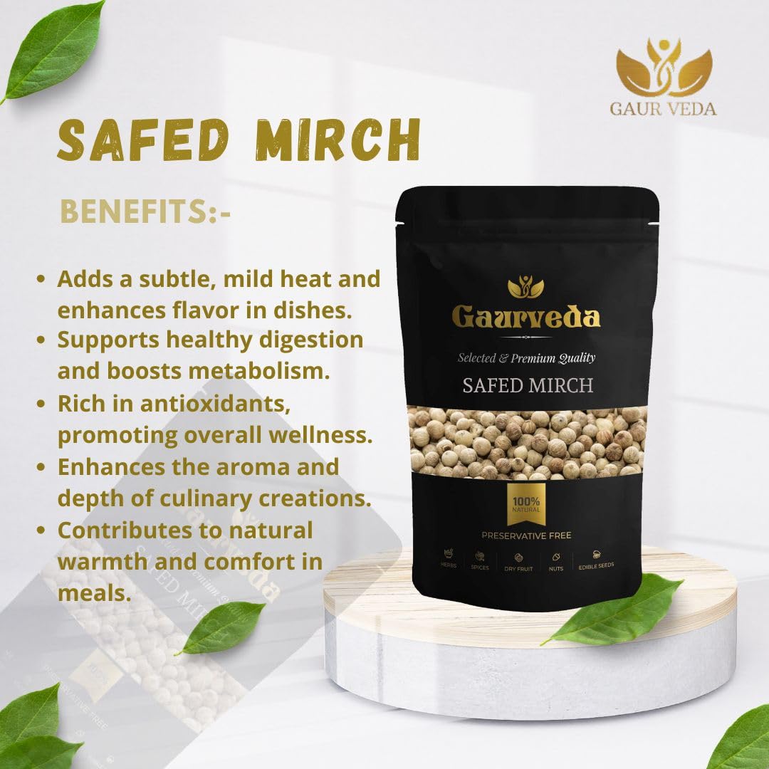 Gaurveda White Pepper - Safed Mirch - White Mirch - Dakhani Mirch - Piper Nigrum (500 Grams) - Image 4 thumbnail