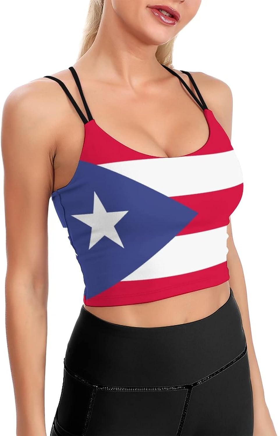 Women's Sport Tank Top Puerto Rico Flag Sports Bra Workout Yoga Top 2XL