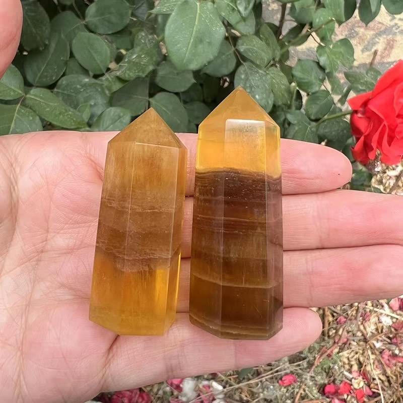Cuarzo amarillo auténtico y varitas de fluorita natural para ornamentación exclusiva 4