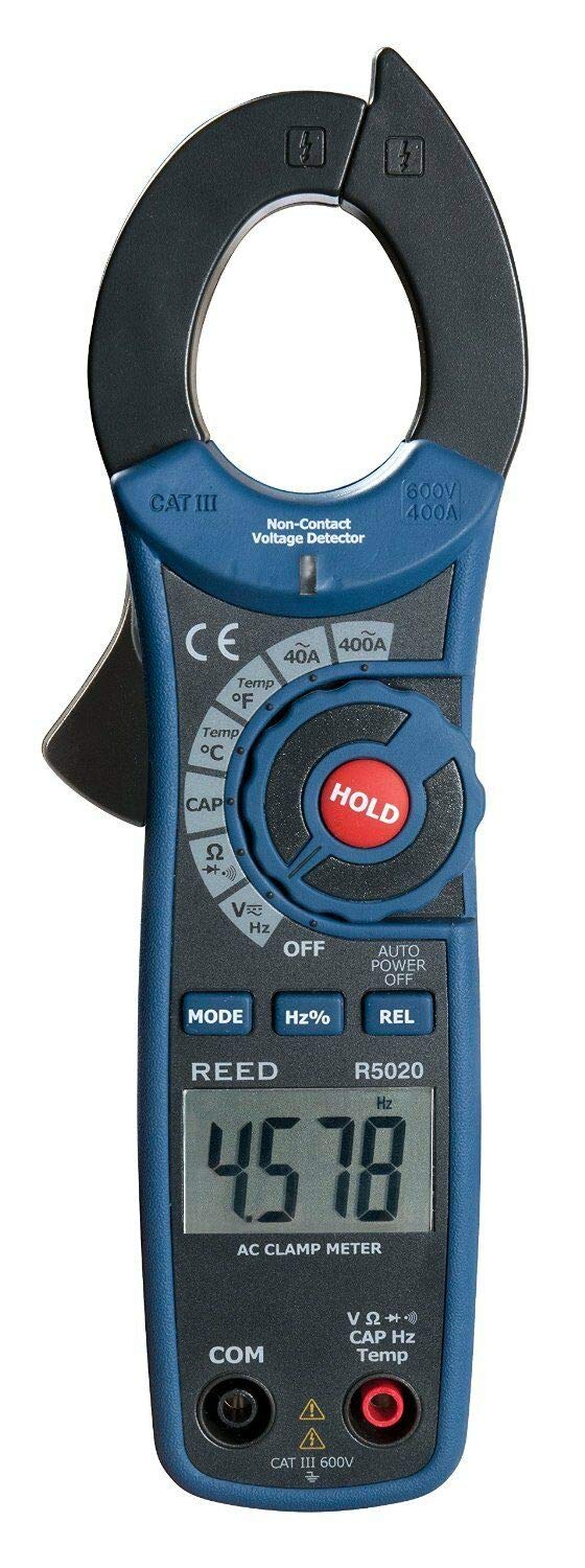 REED Instruments R5020 AC Clamp Meter with Temperature and Non-Contact Voltage Detector, 400A