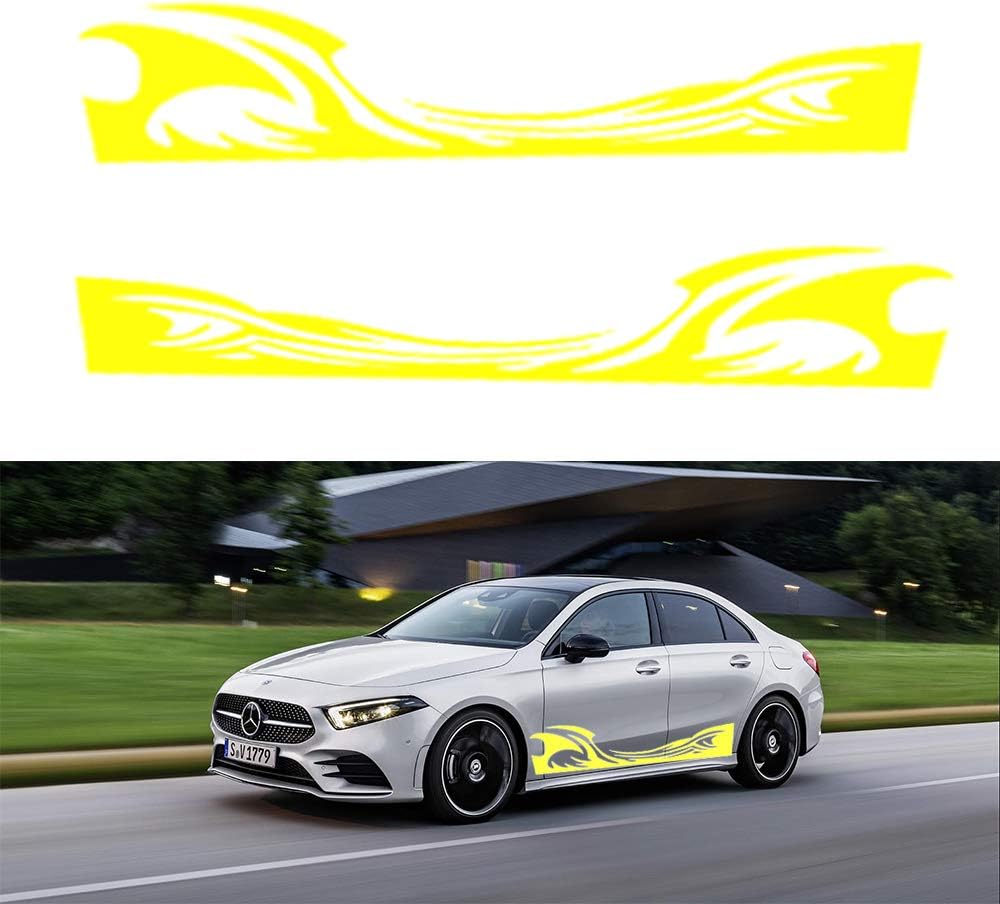 Fochutech 1 Set Car Auto Body Sticker Flame Self-Adhesive Side Truck Vinyl Graphics Decals Simple (Yellow)