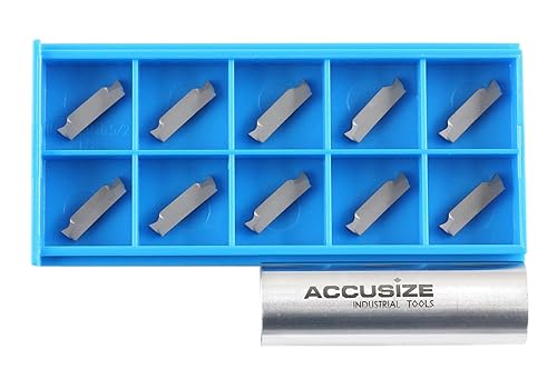 Miniatura 2 de Accusize Industrial Tools MGGN200-LH Insertos de carburo de corte de doble extremo para cortar aluminio, 10 unids/set, 2403-4023x10