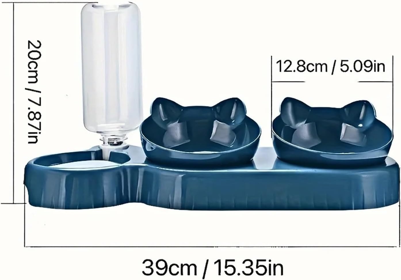 ペットボウル（給水器付き）、3 in 1デザイン 傾斜式キャットフードボウルセット