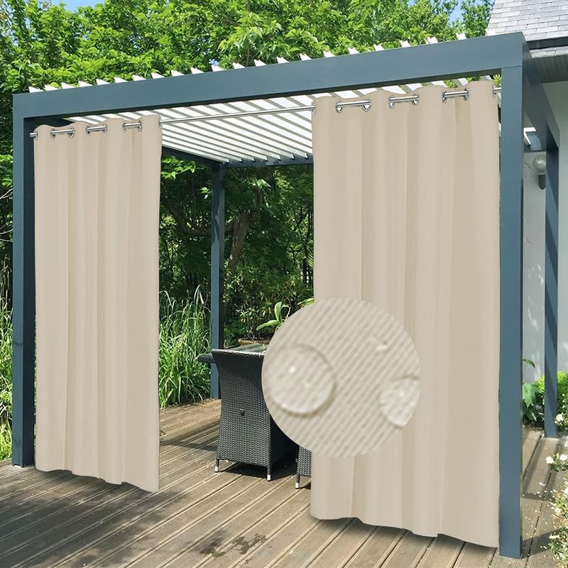 Tenda per esterni, resistente alle intemperie, con occhielli, impermeabile, per gazebo, balcone, dimensioni personalizzate, 1 pezzo, colore beige, larghezza 213 x 275 cm