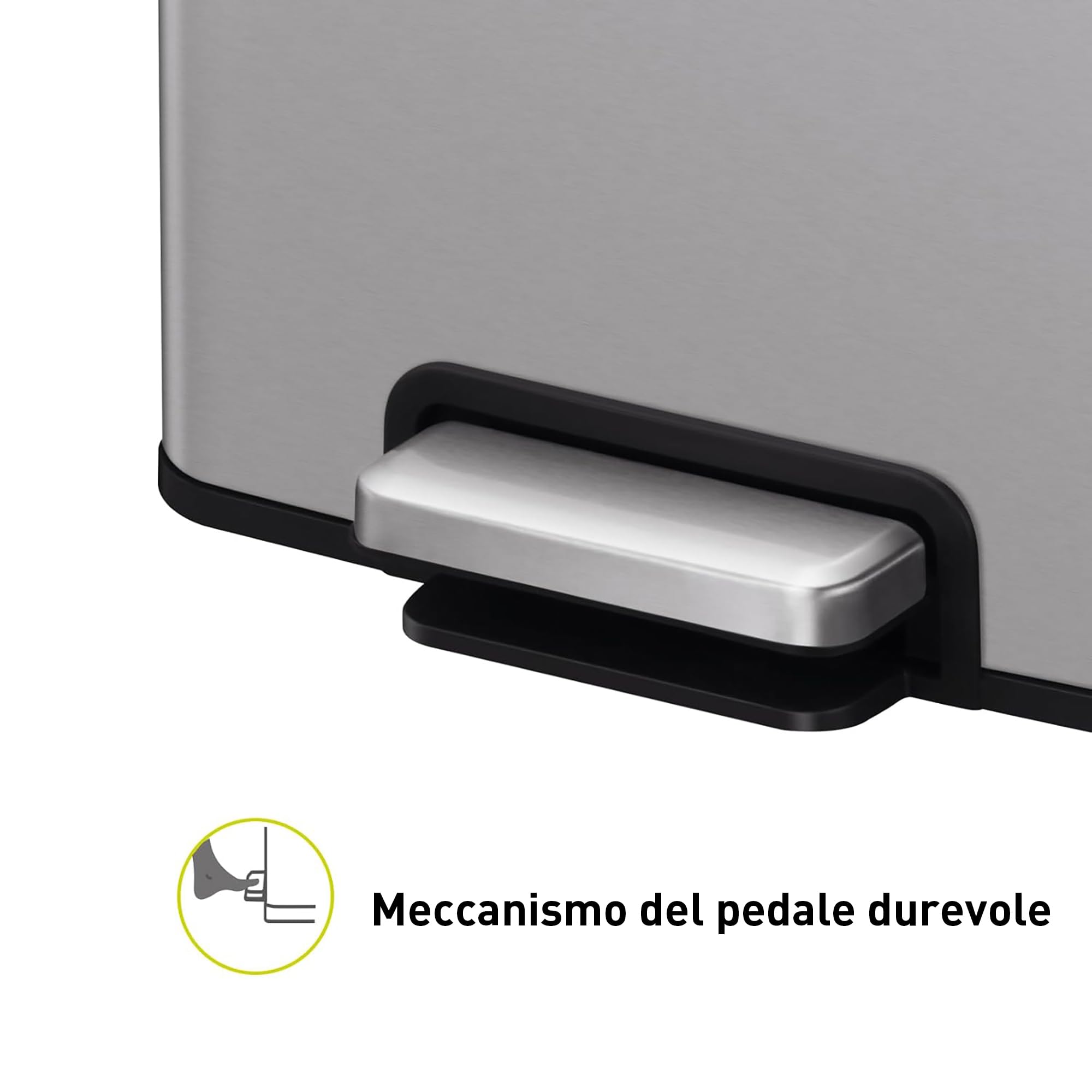 Pattumiera EKO Madison 20L in Acciaio Spazzolato, pattumiera per rifiuti da Cucina, Pedale Resistente, pattumiera per Bagno, Chiusura Ammortizzata, pattumiere, pattumiere per Bagno