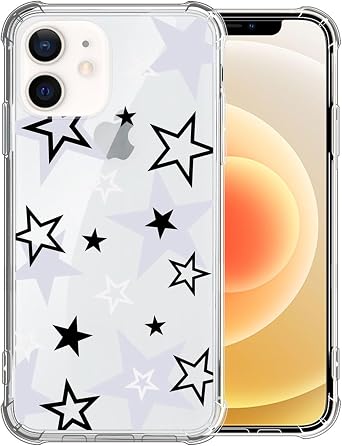 ZHEGAILIAN Case for iPhone 12 Mini, [Military-Grade Protection All-Around Shockproof Corners] Clear TPU Bumper Case for iPhone 12 Mini - Black Star