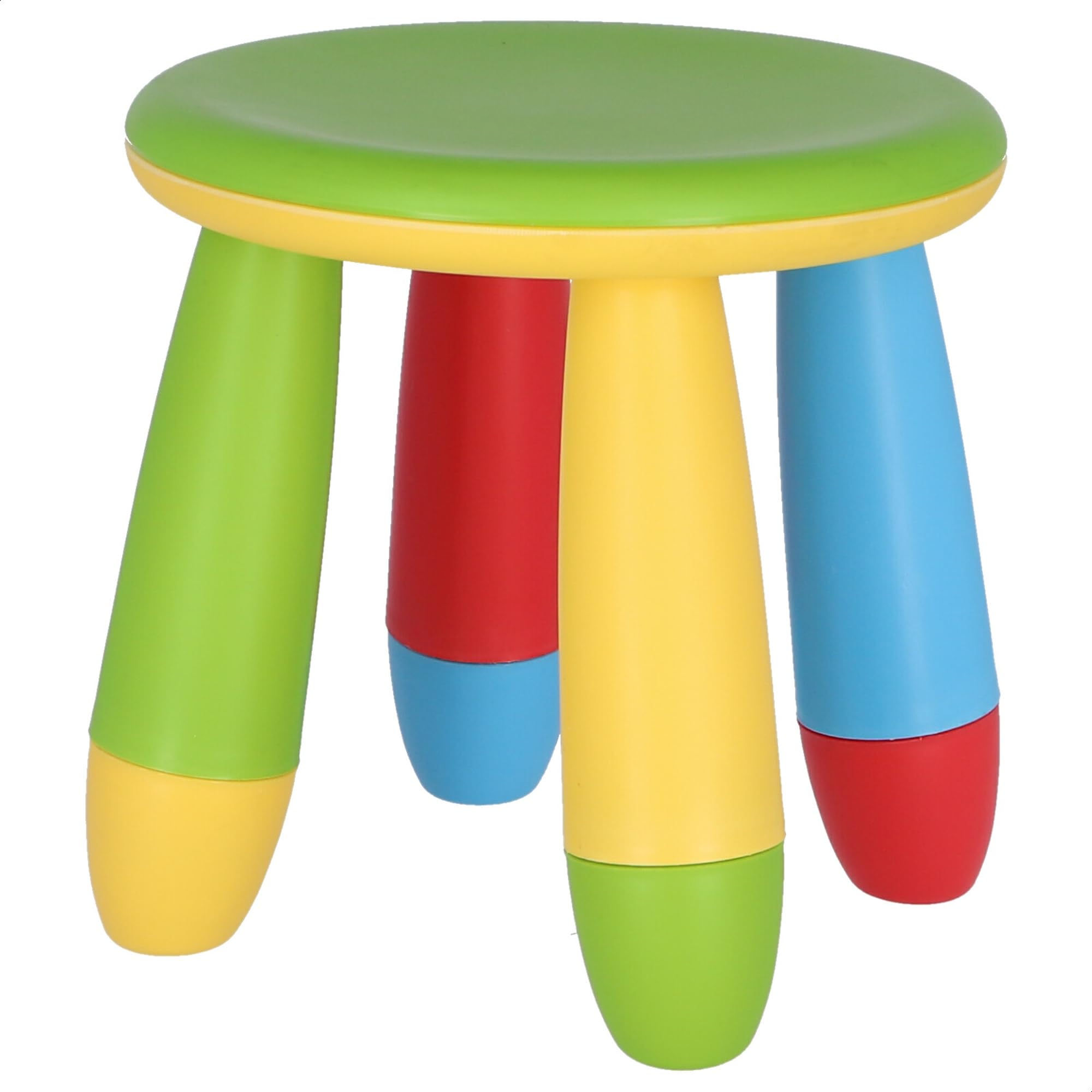 Aranaz | Taburete Infantil de Colorines | Redondo | para Niños | Fabricado en Plástico | Ideal para el Hogar, Cocina, Jardín o Terraza | Resistente | Color Verde | 20cm (AN) x 15cm (PR) x 26cm (AL)