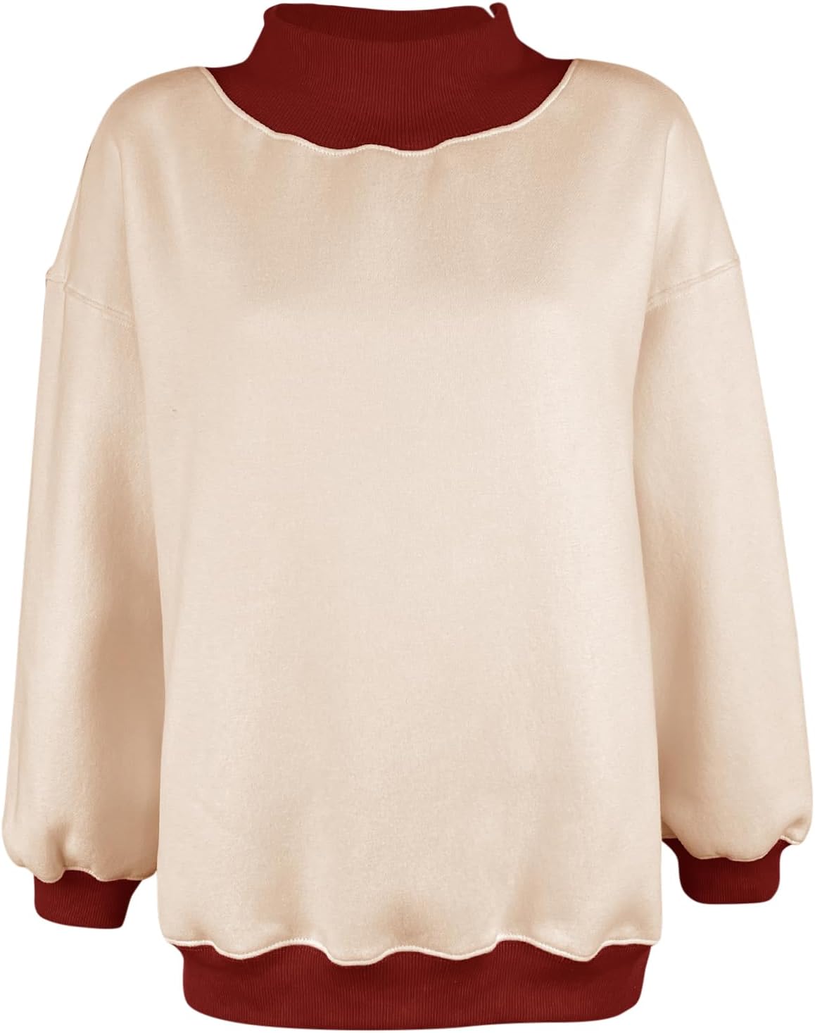 PRETTODAY Women's Oversized Sweatshirts Color Block Turtleneck Fleece Pullover Tops Long Sleeve Loose Fall Fashion Outfits - Image 3