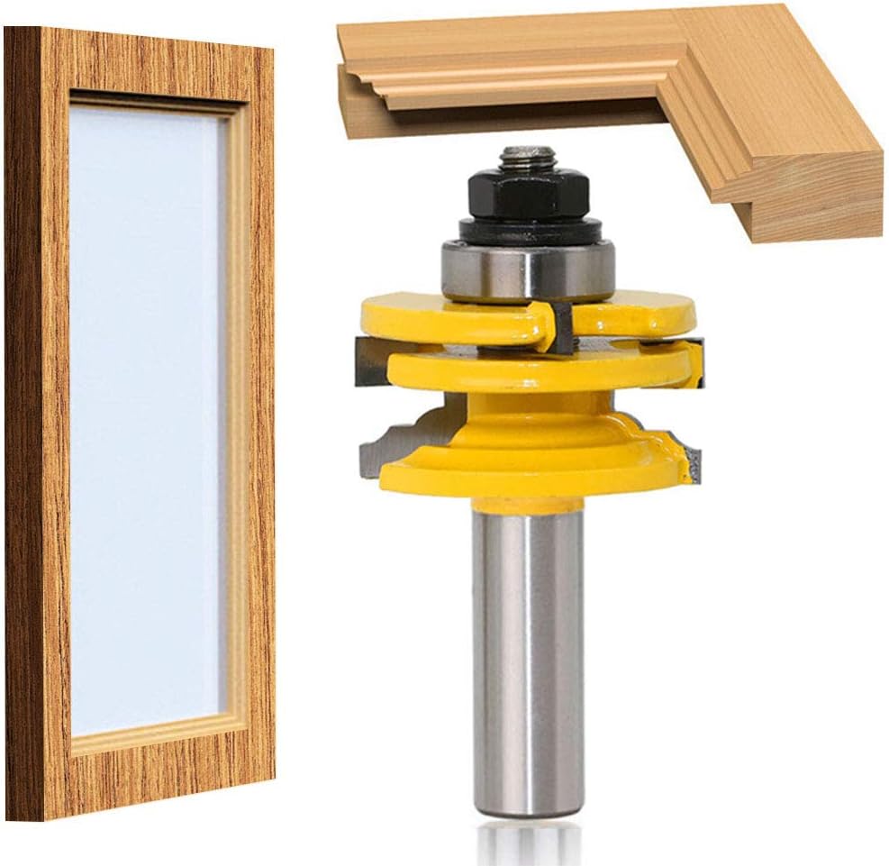 Yakamoz 1/2 Inch Shank Glass Door & Window Rail and Stile Reversible Router Bit - - 
