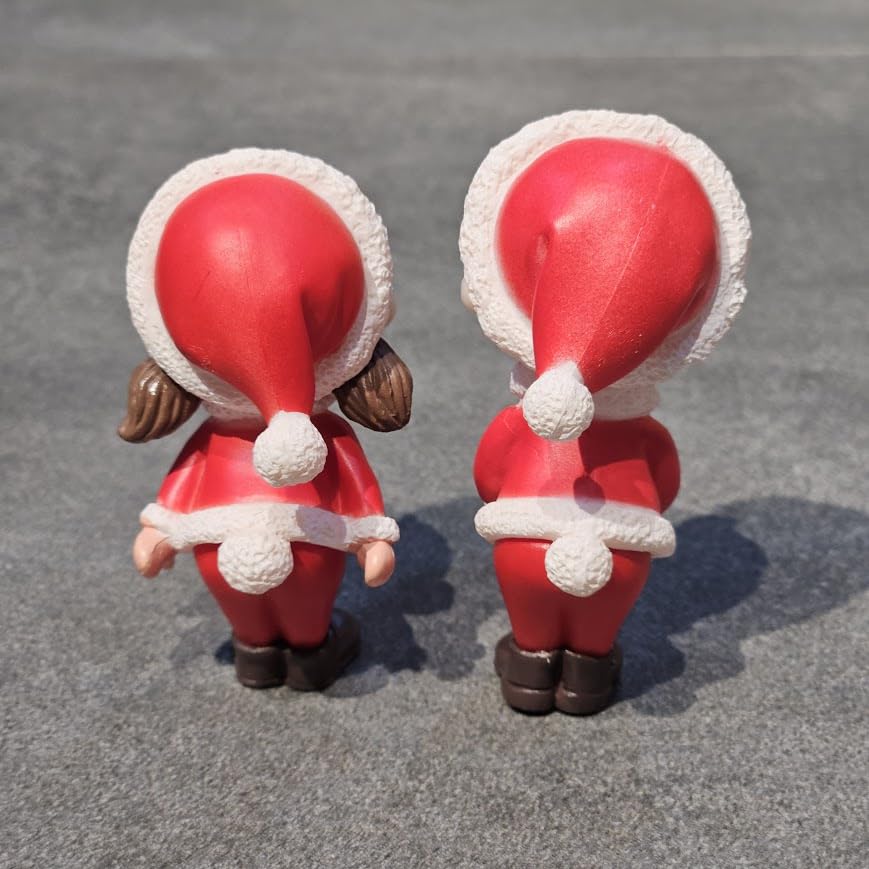 Image of Miniature Christmas Couple Figurines, Adorable PVC Decoration for Miniature Garden, Dollhouse Accessory & Holiday Gifting Cute Xmas Decor Collectible, Couple 03
