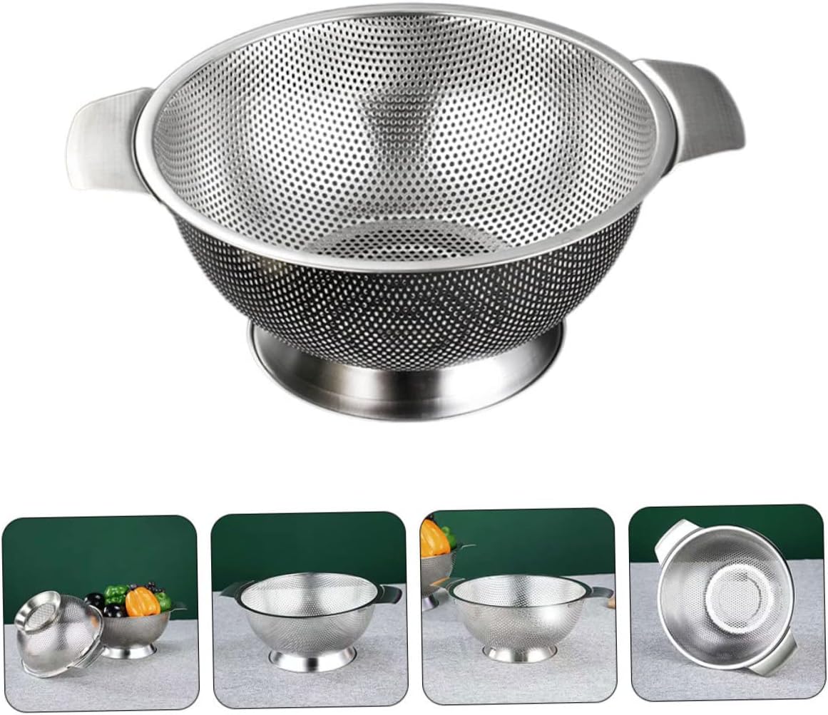 Cabilock Stainless Steel Fine Mesh Rice Strainer Basket Side Drainers Multi-Purpose Vegetable Washing Colander for Rinsing Fruits Beans and Pasta