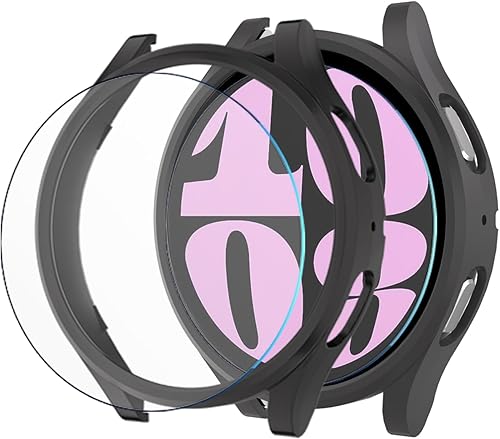 Miniatura 6 de Paquete de 2 Funda para Galaxy Watch 6 de 1.772 pulgadas, policarbonato duro ultrafino, cubierta protectora resistente al agua, protector de