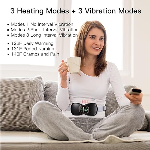 Miniatura 2 de Almohadilla térmica portátil inalámbrica, almohadillas de calentamiento rápido para calambres en el vientre con 3 niveles de calor y 3 modos de