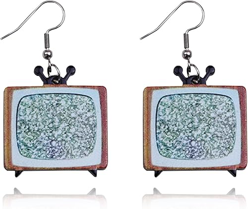 XYAYOU Classic Acrylic Vintage Old Time Television TV Statement Drop Dangle Earr