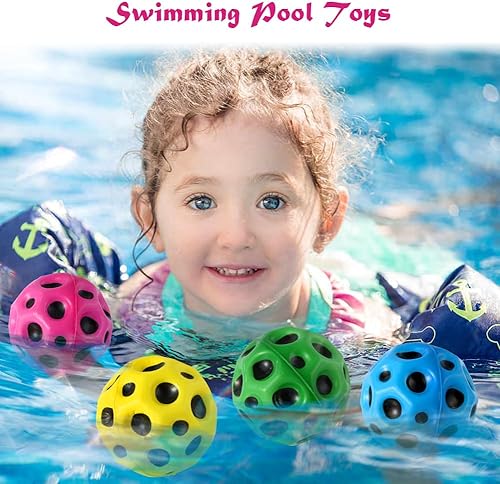 Miniatura 6 de Lflwacy 4 pelotas espaciales, pelota de rebote súper alta, bolas espaciales de juguete para niños y adultos, fácil de agarrar y atrapar, mejora la