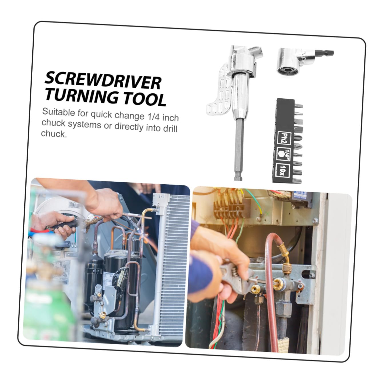 1set Right Angle Screwdriver Socket with Bits for Tight Spaces for Hand Repair Tools and Angled Drilling