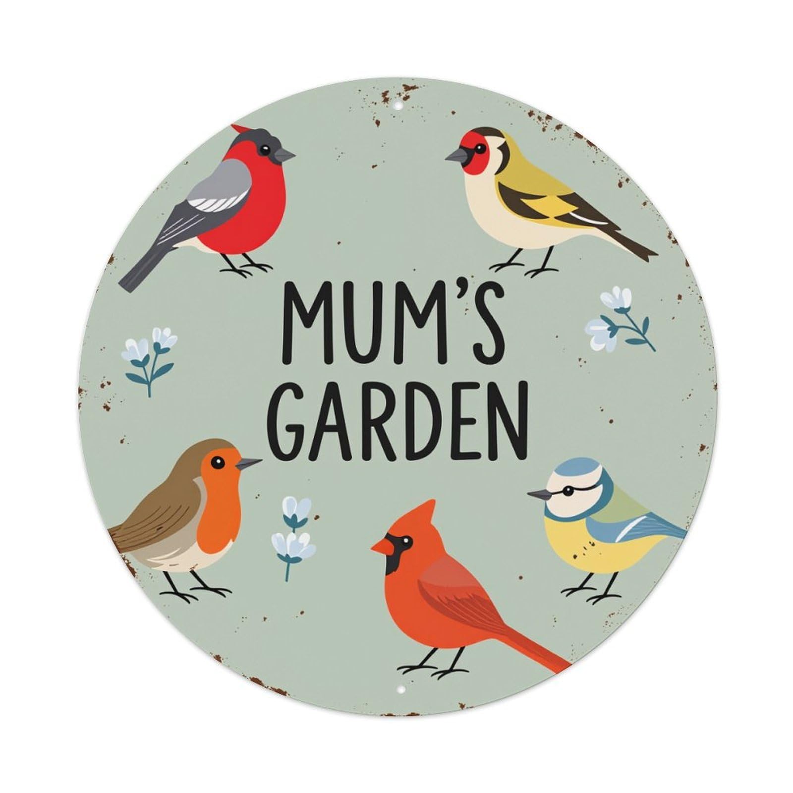 Birds Flowers Garden Mum's Nature Pattern Print Metal Tin Sign Plaque