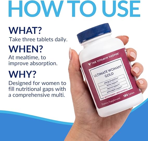 The Vitamin Shoppe Brand Ultimate Woman's Gold Multivitamin, 180 Tablets