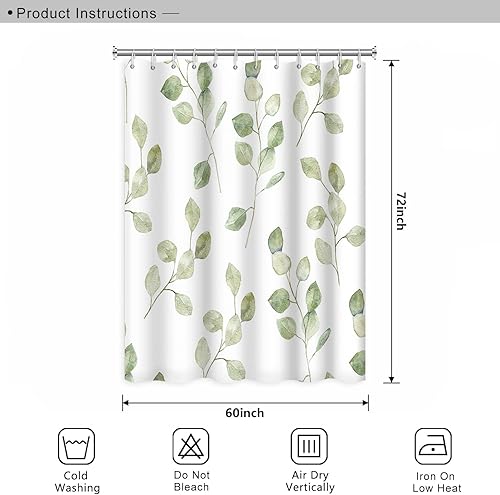 Miniatura 292 de Cortina de ducha de baño con temática de dinosaurio, cortina de ducha de hojas tropicales de dinosaurio verde con ganchos, cortina de ducha de tela