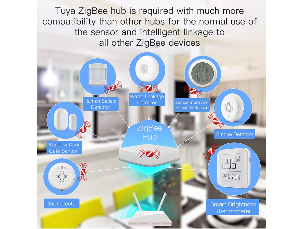 ZigBee czujnik 3 w 1, temperatura, wilgotność i światło, kompatybilny z aplikacją Tuya i Smartlife - mały kwadrat