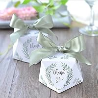 Vista 4 de lovecabin Diamond Shape Green Forest Style Candy Boxes Wedding Favors Bomboniere Paper Party Chocolate Gift Box 50pcs