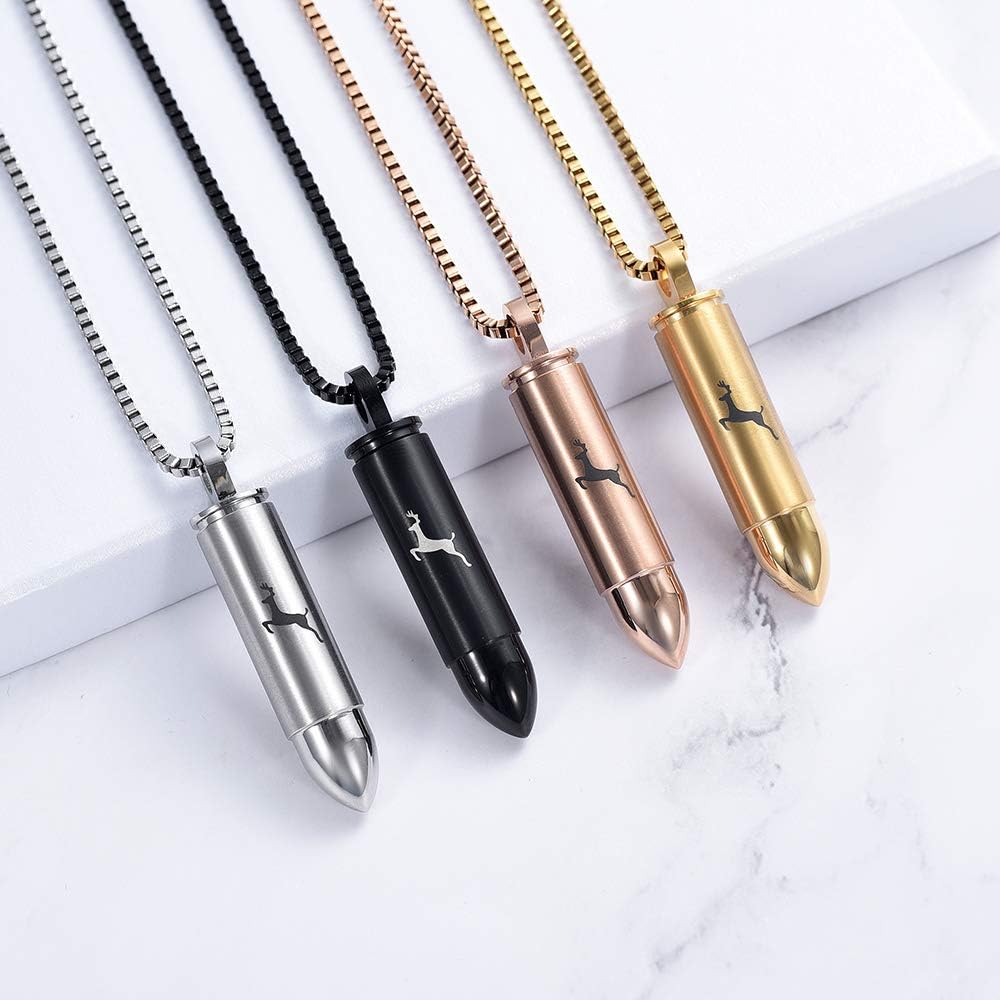 XSMZB Deer Bullet Cremation Jewelry Urn Necklace for Ashes Human Pet Bullet Ashes Keepsake Pendant Funeral Memorial Jewelry Gift - Image 8