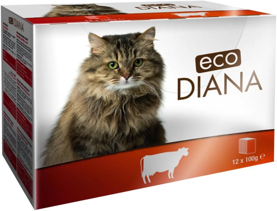 Eco Diana Healthy Cat Food (12 Pouches X 100G) Delicious Beef Chunks In Gravy, Full Of Nutrition- Multicolour