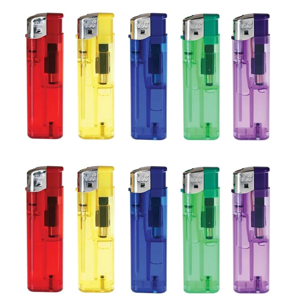 Bmlimited Multicolour Bml Multipack Electronic Lighters Child Safe Pocket Lighters With Windproof Adjustable Flame Ideal For Kitchen Stove Bbqs Camping (10)
