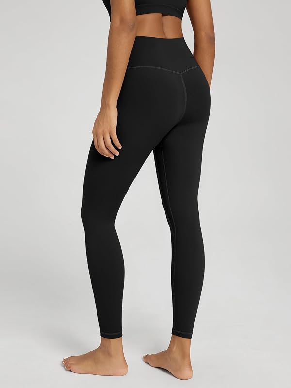 ODODOS Women's Cross Waist 7/8 Yoga Leggings with Inner Pocket, Inseam 25" Gathered Crossover Workout Yoga Pants, Black, Large image 3