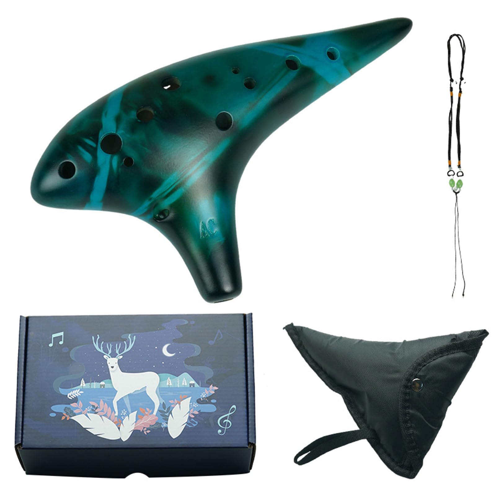 12-Loch Keramik Okarina, Musikinstrument für Lernende, ergonomisches Design, verbesserte Klangprojektion für Musikliebhaber, handgefertigte Ton Okarina