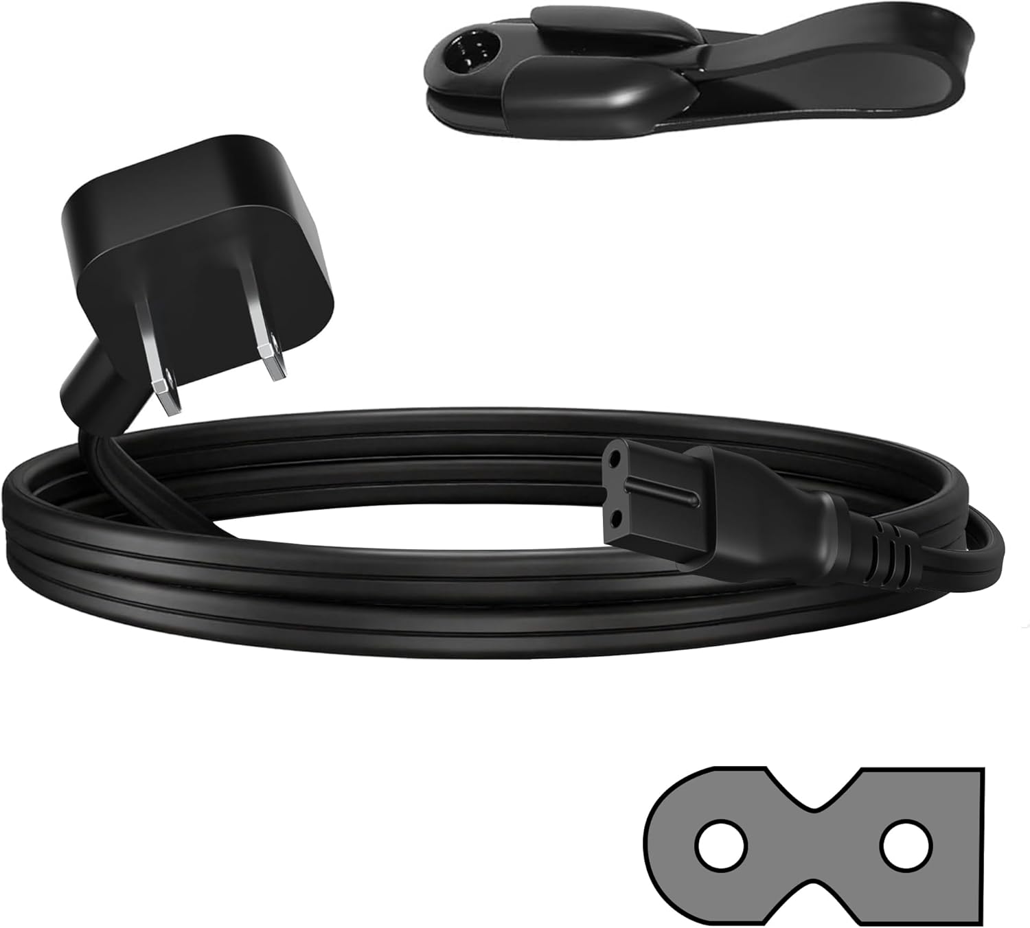 Elecan 45 Degree Flat Plug Replacement Vizio LED TV Power Cord 2 Ft, NEMA 1-15P to Polarized IEC 320 C7 AC Supply Wall Cable 2 Slot 2-Prong Angled for Sound Bar Smart HDTV -ETL+ Organizer