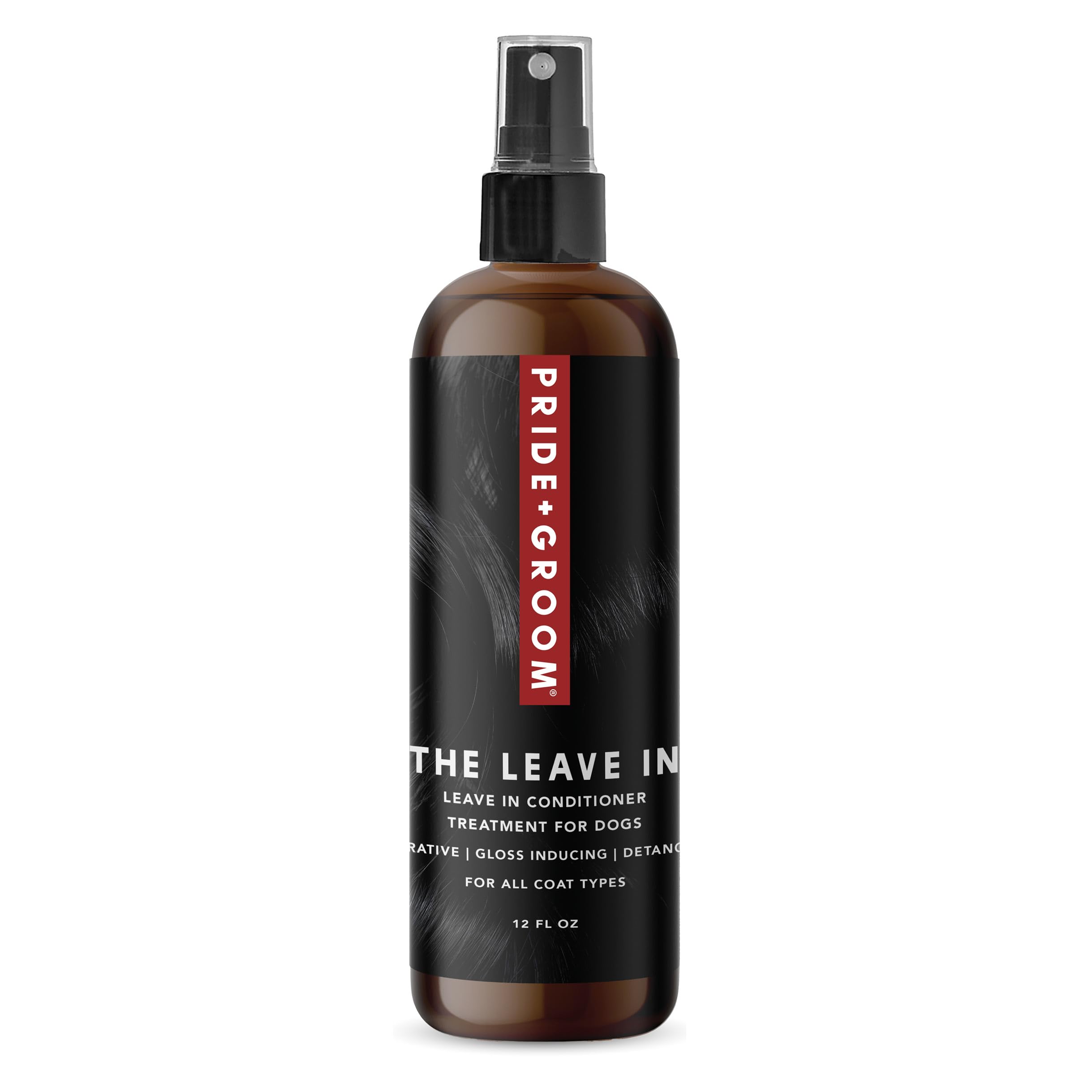 Pride and Groom The Leave in – Dog Conditioner and Detangler Spray Made in USA with Clean Ingredients & Signature Scent to Nourish, Moisturize, Repair, & Add Shine to All Pet Coat Types – 12 fl oz