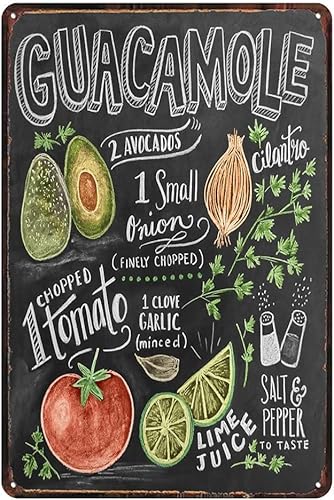 Vintage guacamole Tin Sign - Retro Food Metel Sign - Wall Decor wall sign for Kitchen Bakery Cafe Restaurant