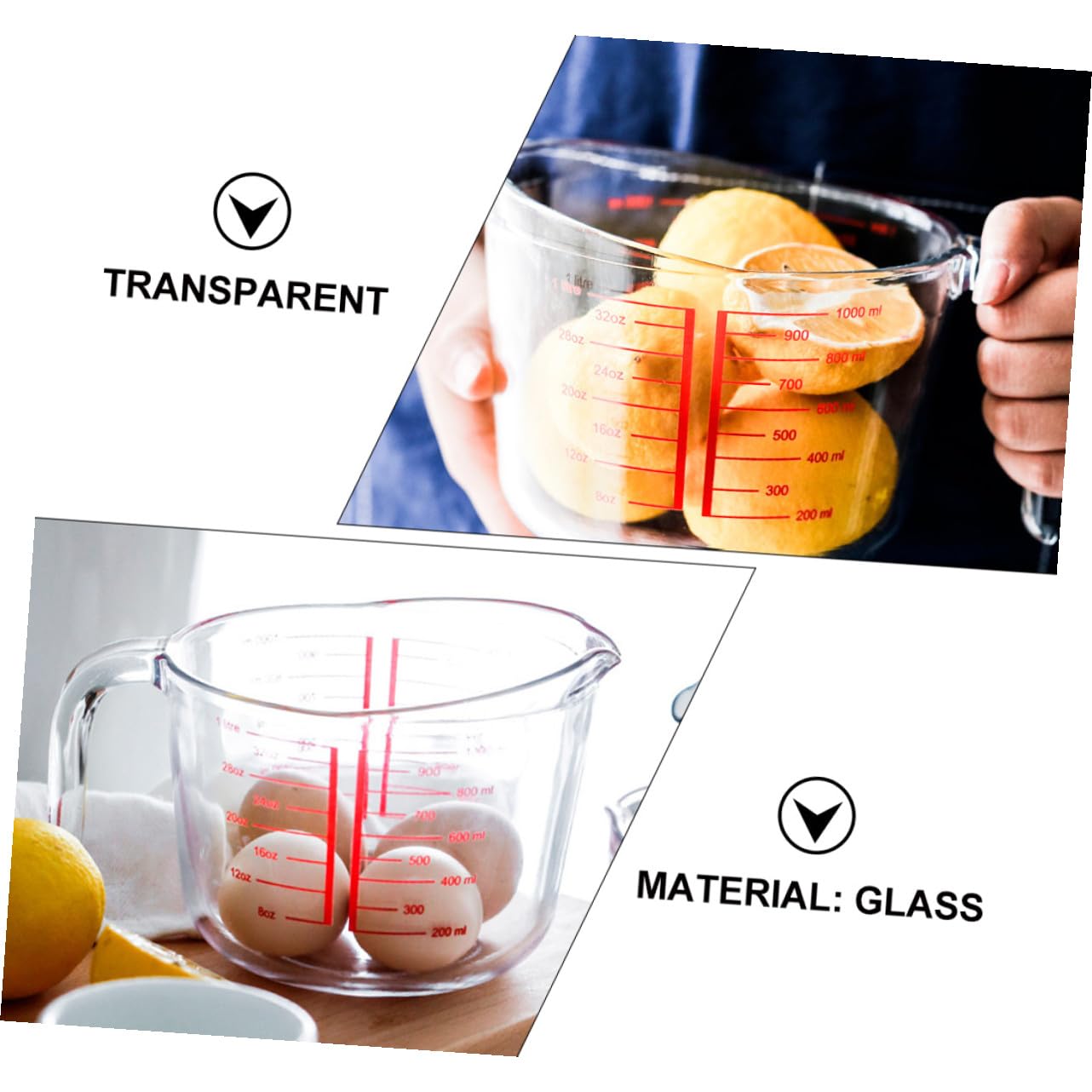 Beaupretty Tasse à Mesurer Graduation Précise en Verre Trempé Transparent 1pc Résistante la Chaleur pour Usage Domestique et Pâtisserie