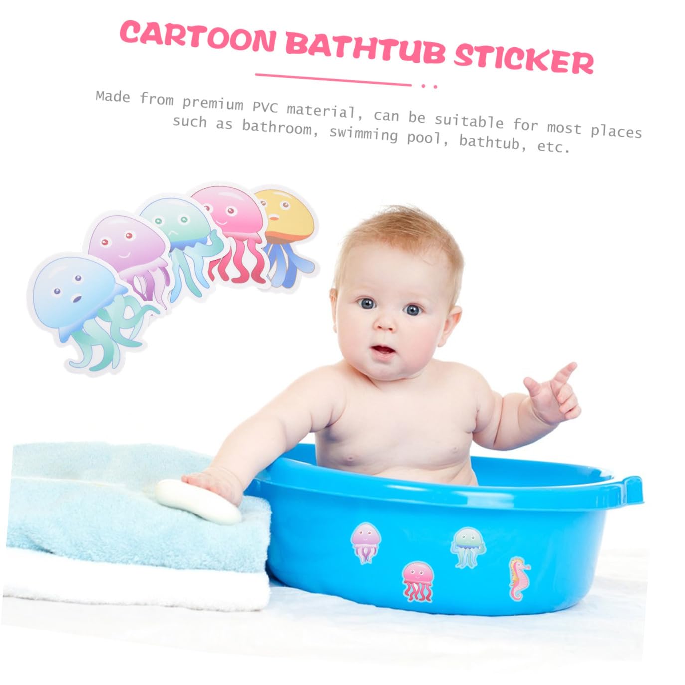 IMIKEYA 40piezas Pegatinas Antideslizantes para Bañera Diseño De Animales Marinos Decoración Infantil para Baño Adhesivos Impermeables para Suelo y Paredes