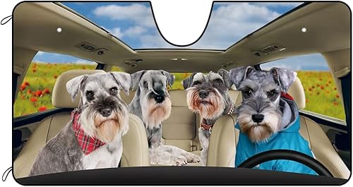Parasol Schnauzer para parabrisas delantero de automóvil con el mar de flores, parasol para parabrisas de vehículo, reflector de rayos UV, protector
