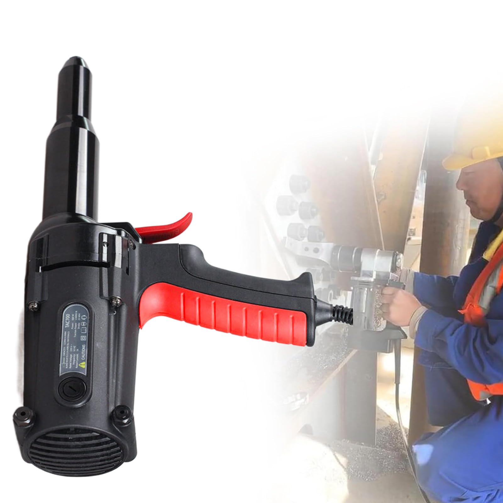 Przewodowe narzędzie do nitowania bezszczotkowego, 600 W, kompatybilne z nitami 5/32" (4 mm) do 1/4" (6,4 mm), automatyczna nitownica, do budynku biurowego