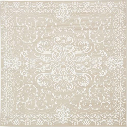 Unique Loom Alfombra vintage tallada de 8 pies 0 pulgadas cuadrada (8 pies 0 pulgadas) Himalaya blanco nieve alfombra de área