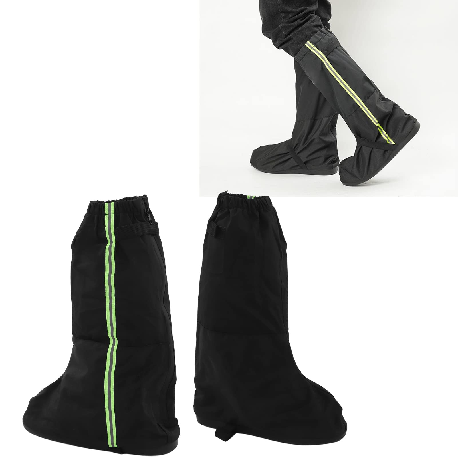 Airshi Rain Shoe Covers, Reflective Strip Perfect Fit Snow Boots Shoe Covers AntiSlip Sand Zipper with Mesh Pocket Bag for (XL 61.8x35cm / 24.3x13.8in), Airshi0nmi5o69ag-12