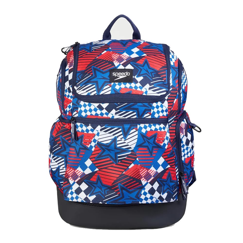Speedo Teamster 2.0 plecak 35 l, do pływania, gwiazdy, czarny/niebieski/czerwony/biały, Czarny/niebieski/czerwony/biały gwiazdy, 35 L