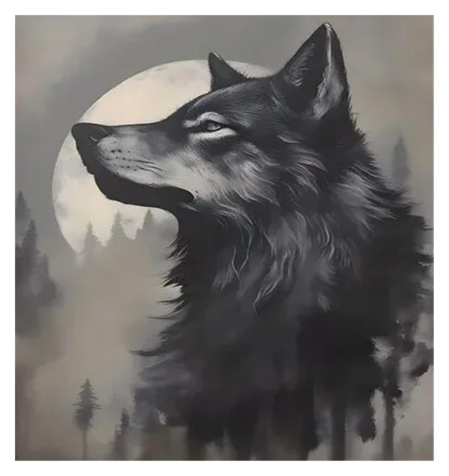 Affiche chat de sorcière et corbeau déco gothique sombre 40x50cm