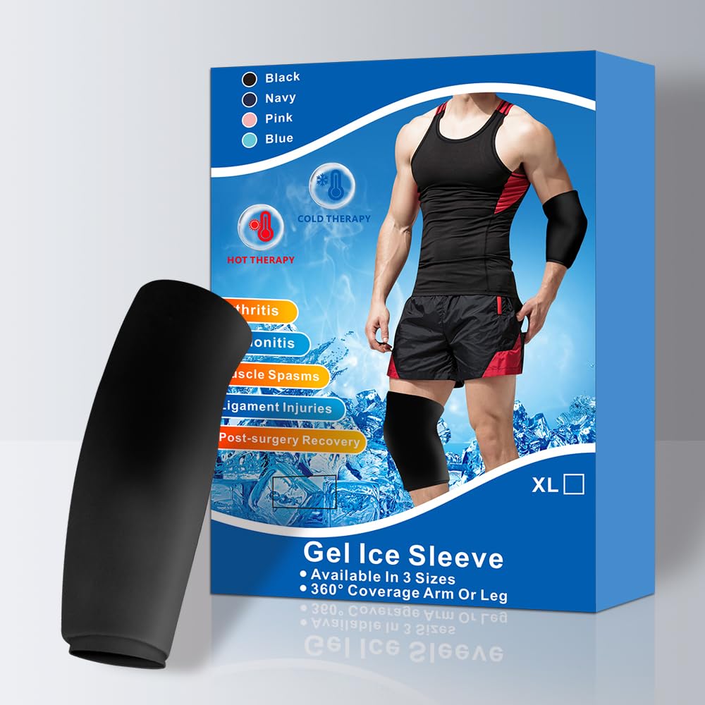 Fascia Ghiaccio Ginocchio Gomito Gel Riutilizzabile Caldo e Freddo - Copertura 360° per Sollievo da Dolore, Infortuni - Recupero Post-Allenamento, Sport e Uso Quotidiano (Ginocchio - Gomito L)