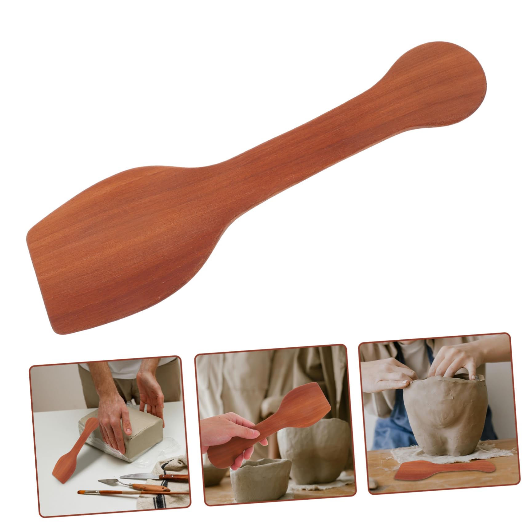 Anneome Herramienta para Modelado de Arcilla y Madera Marrón, Paleta de Arcilla de Madera Fácil de Manejar para Artesanía y Modelado