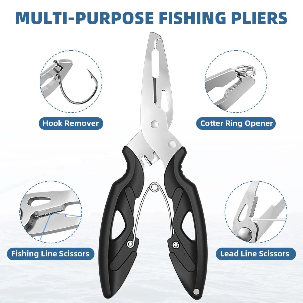 Vicloon Pesca Señuelos Accesorios Kit, Accesorios de Pesca, Set de Cebos, Incluido la Caja Tackle, Ganchos, Tijeras, Cebos, Popper, Grillos y Más