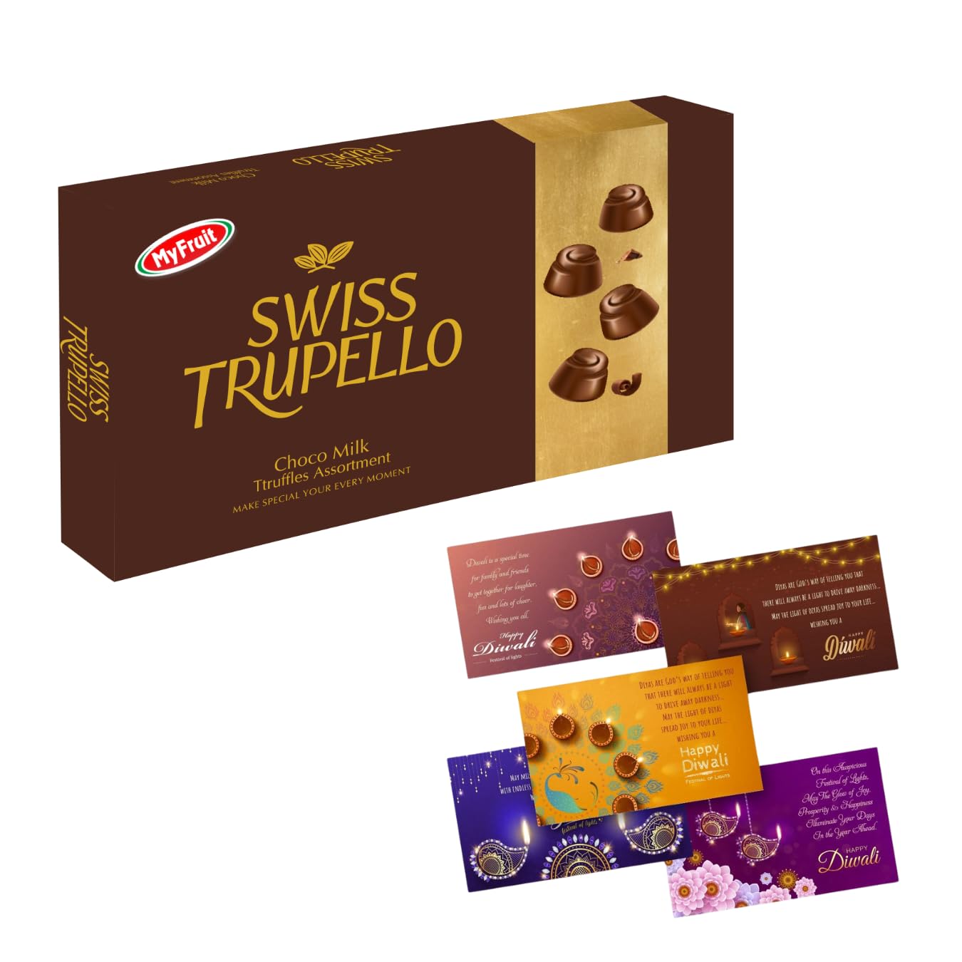 Myfruit Swiss Trupello Celebration Chocolate Box Gift Assorted Chocolate Milk Truffles Gift Pack 40 Pcs Choco Truffles For Diwali Chocolate, Christmas with Diwali Greeting Cards (B09C213P3K) Amazon Price History, Amazon Price Tracker
