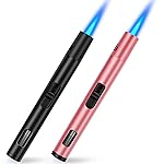 LcFun 2 Pack Torch Lighters Refillable Butane Lighter with Visible Fuel Window, Windproof Adjustable Jet Flame Long Lighters for Candle, Grill, BBQ, Camping, Fireworks (Butane NOT Included)