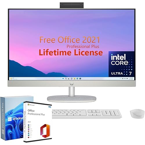2024 HP All-in-One Desktop, 27" FHD Touchscreen, Intel Ultra 7-155U(12-core), Intel Graphics, 32GB DDR5, 1TB SSD, Adjustable Height, WiFi 6, Windows 11 Pro, Microsoft Office Lifetime License